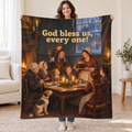 God bless us, every one! blanket, held open