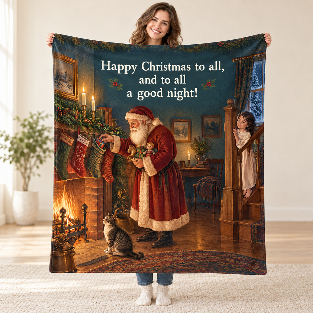 Christmas Hearth blanket, held open