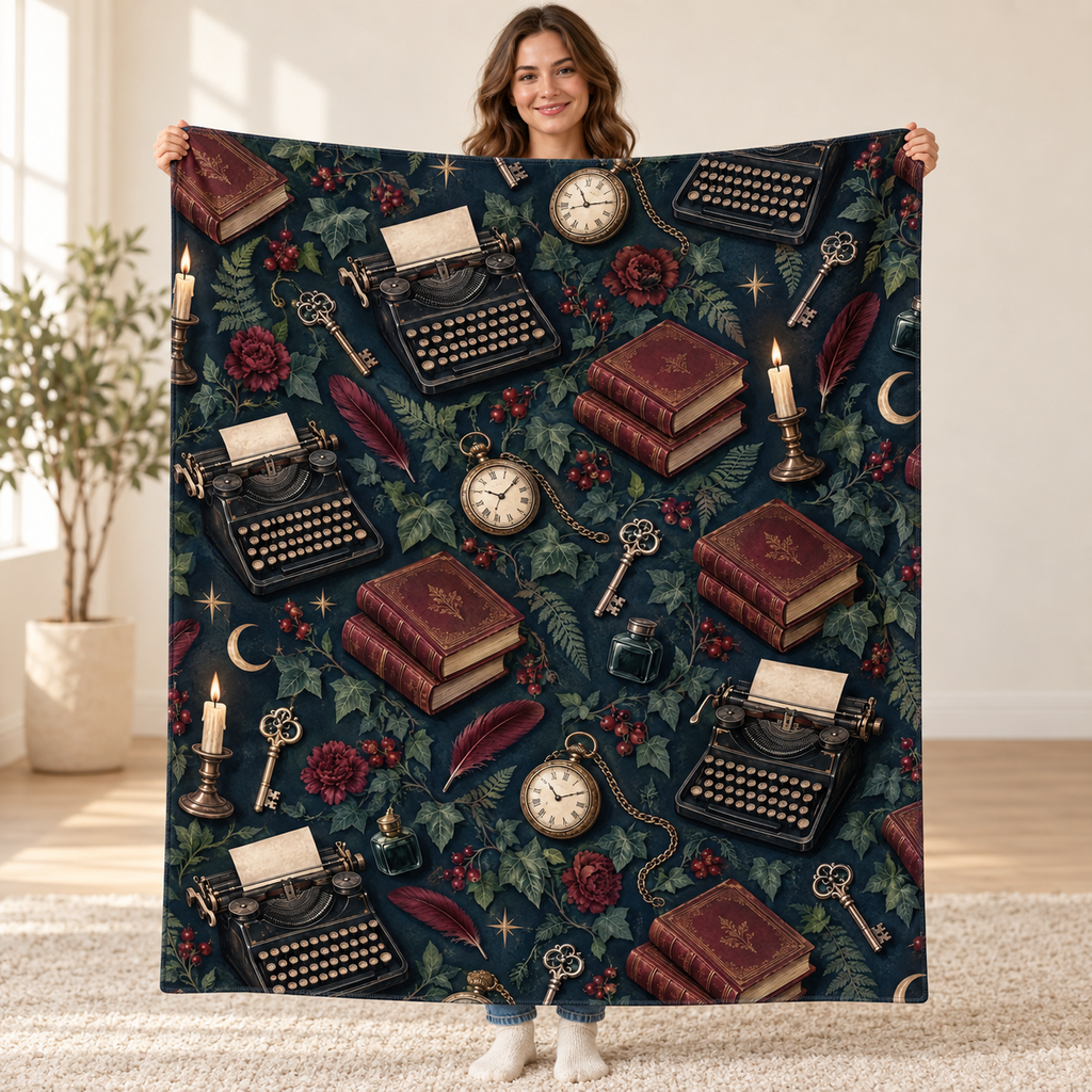 Midnight Clues blanket, held open