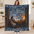 Virginia Writes to Santa blanket, held open