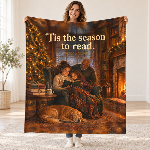 'Tis the season to read. blanket, held open