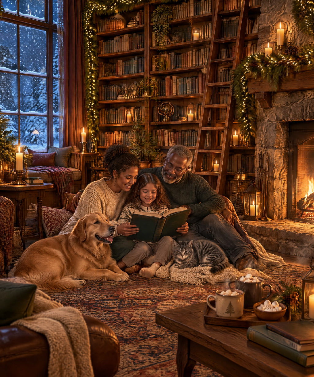 Christmas Library blanket, full design