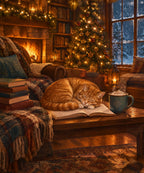Ginger Cat Christmas blanket, full design