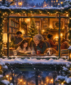 Christmas Eve Bookshop blanket, full design