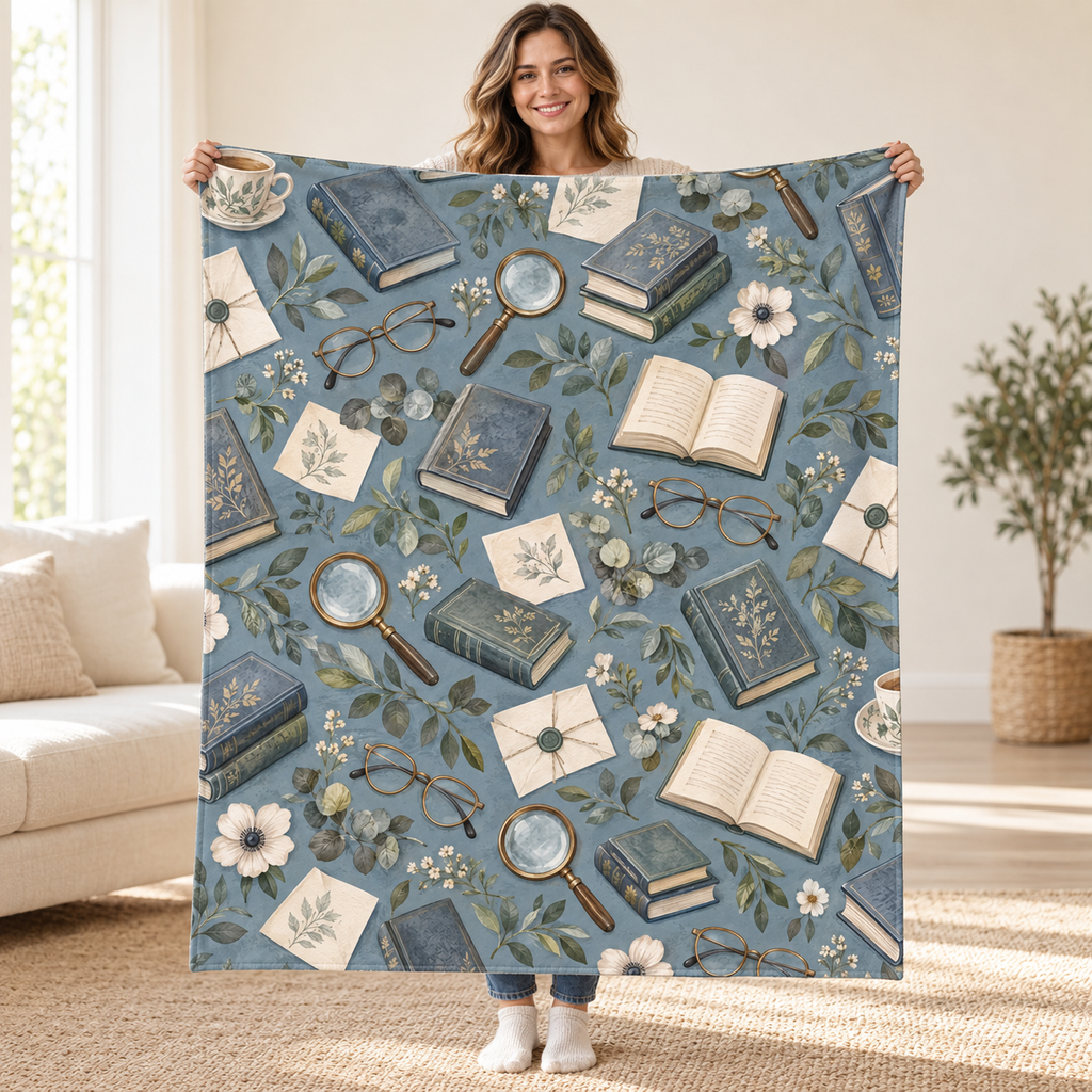 The Quiet Case blanket, held open