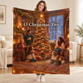 O Christmas Tree blanket, held open