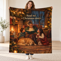 Read me a Christmas story. blanket, held open
