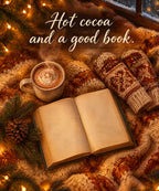 Hot cocoa and a good book. blanket, full design