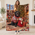 Labrador Christmas blanket, held open