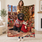 Labrador Christmas blanket, held open