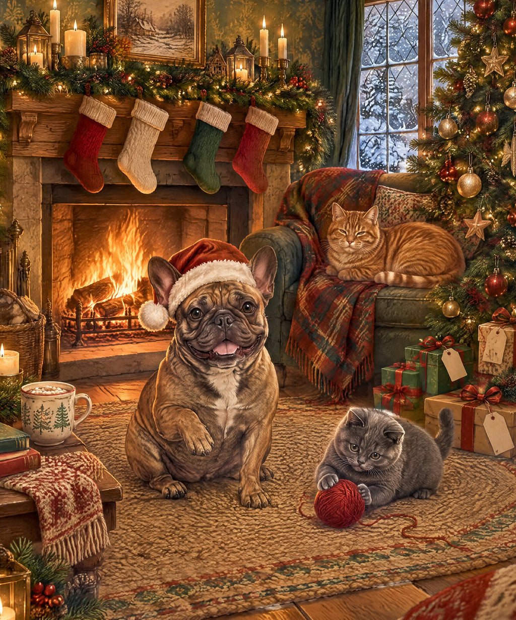 Frenchie Fireside blanket, full design