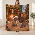 Frenchie Fireside blanket, held open