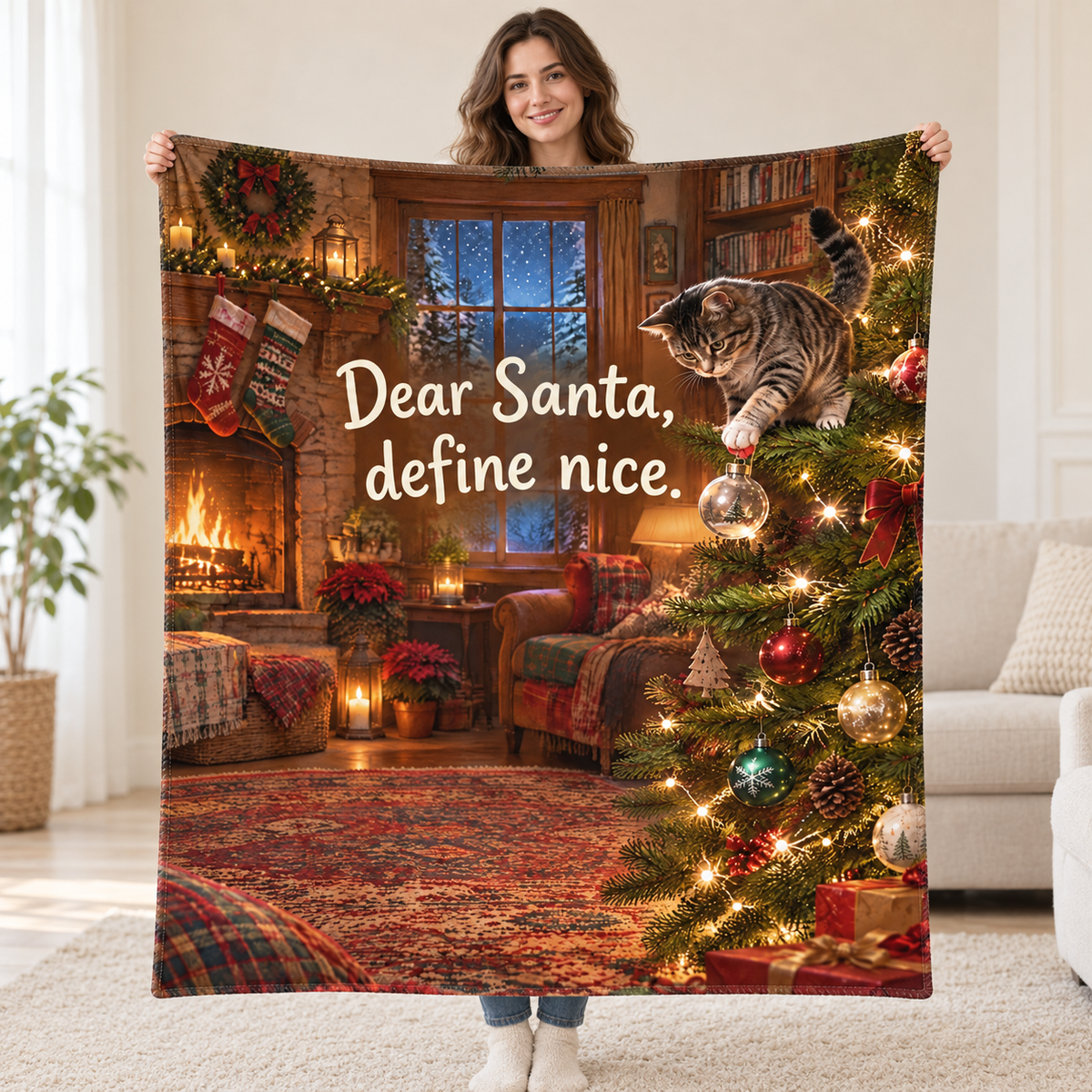 Dear Santa, define nice. blanket, held open