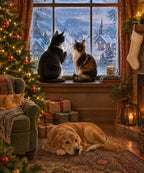 Snow Watching Cats blanket, full design