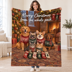 Merry Christmas from the whole pack. blanket, held open