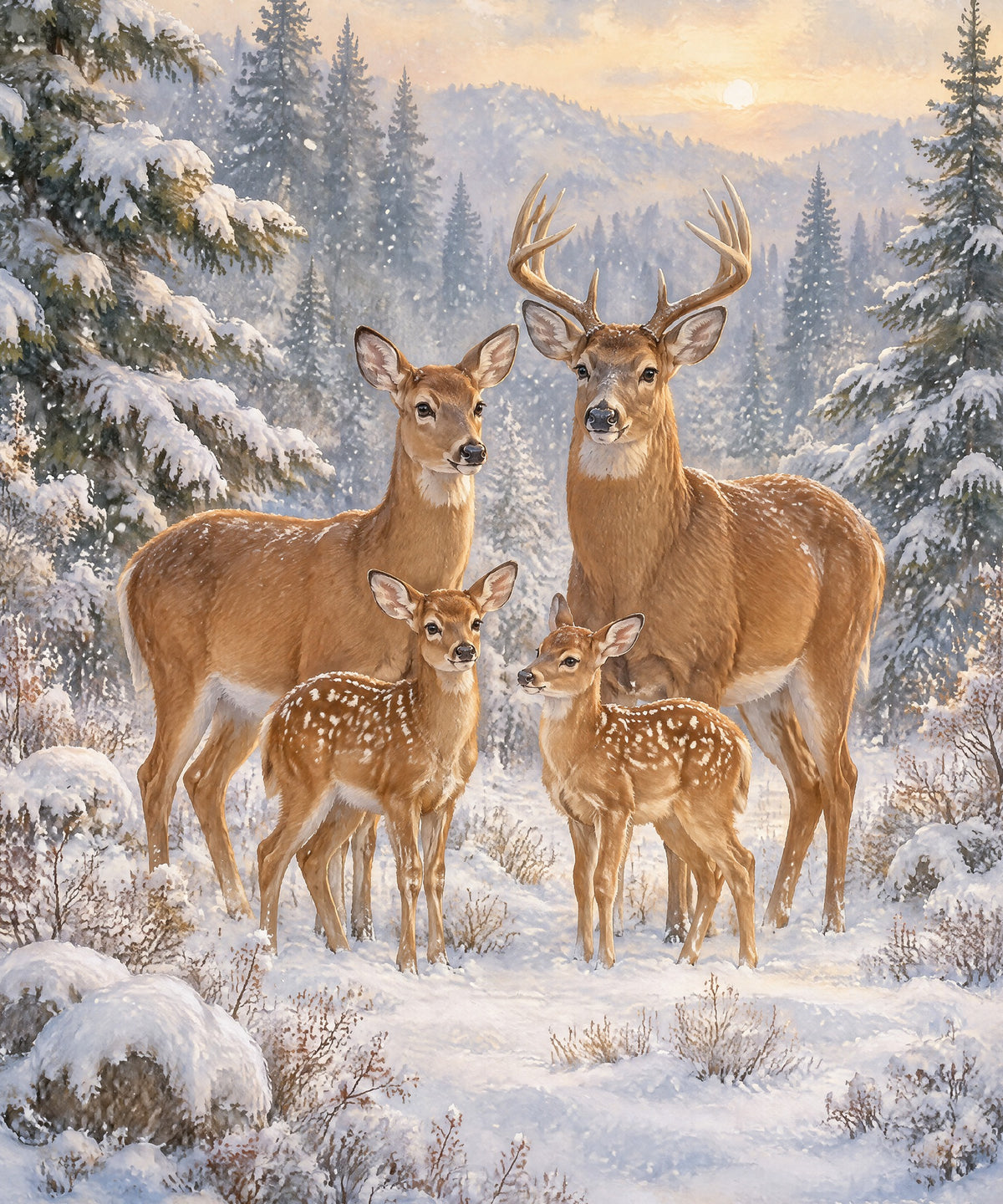 Snowfall Deer blanket, full design