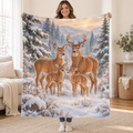 Snowfall Deer blanket, held open