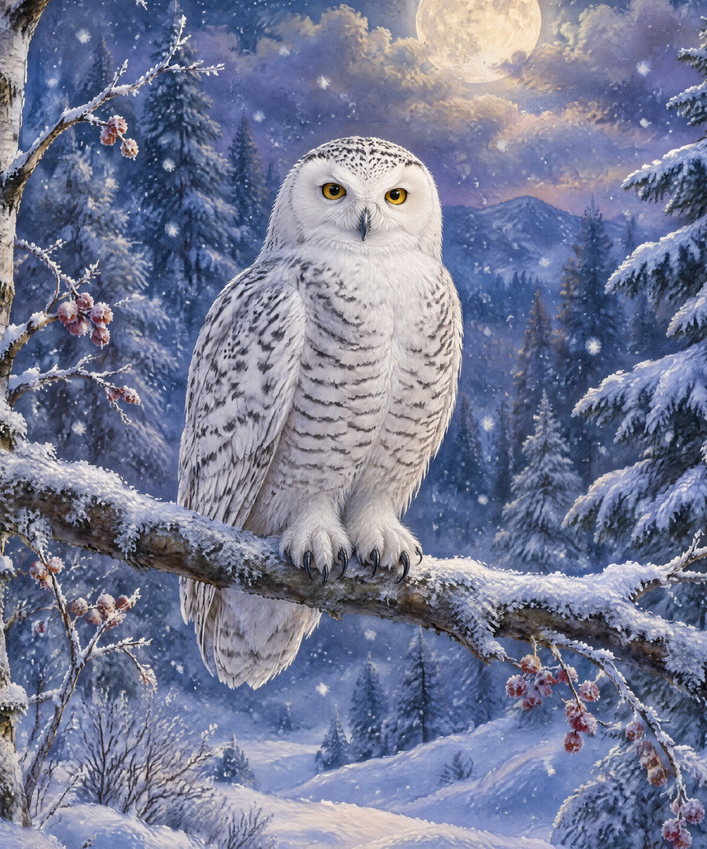 Moonlit Snowy Owl blanket, full design