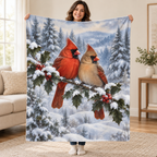 Holly Cardinals blanket, held open