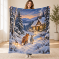 Cottage Lantern Path blanket, held open