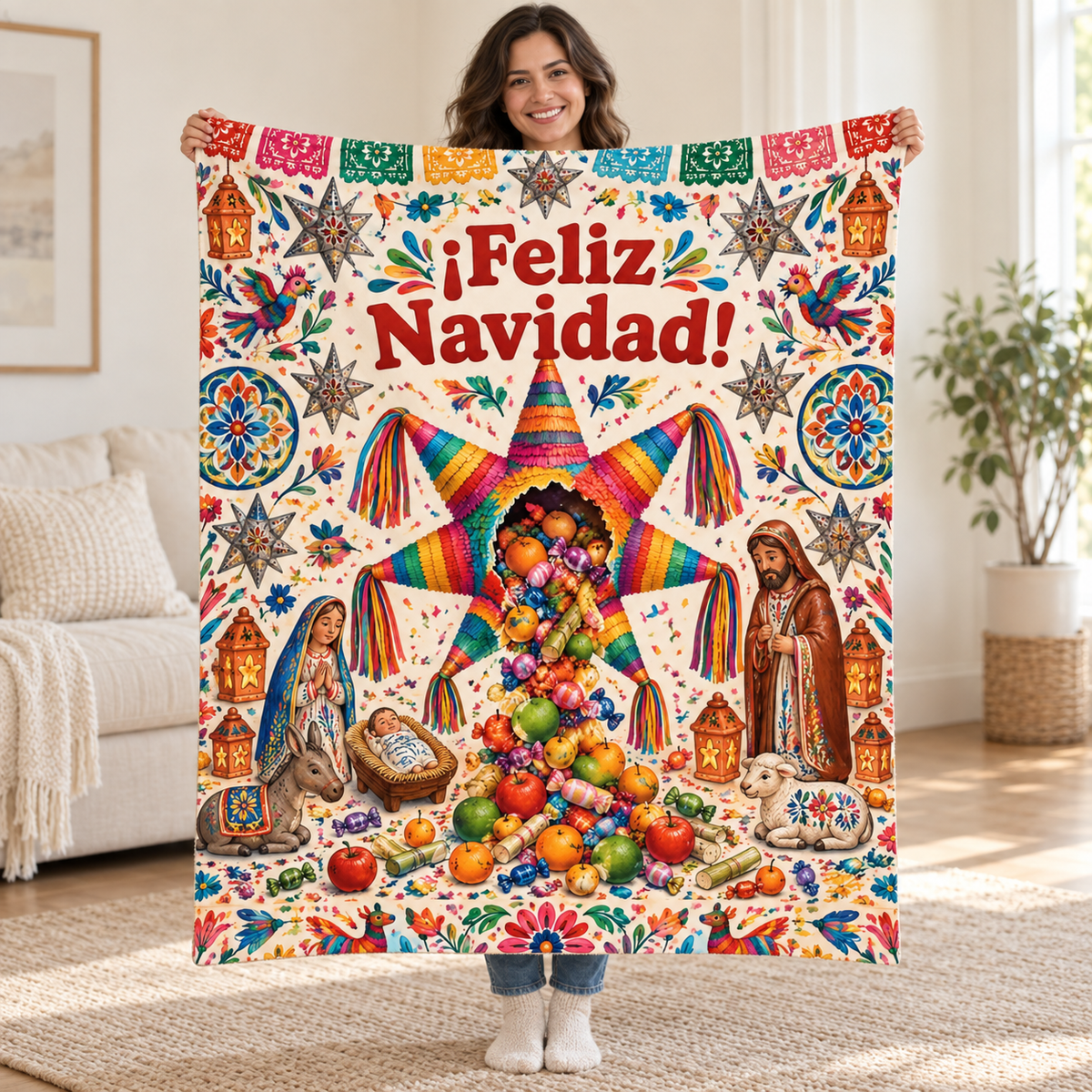 ¡Feliz Navidad! blanket, held open
