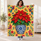Talavera Nochebuena blanket, held open