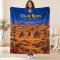 Día de Reyes blanket, held open