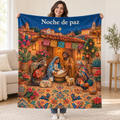 Noche de paz blanket, held open