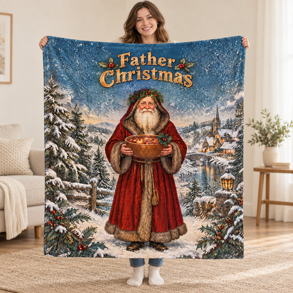 Father Christmas blanket, held open