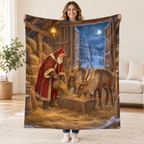 Reindeer Barn blanket, held open