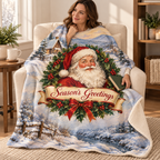 Season's Greetings blanket, wrapped around a reader