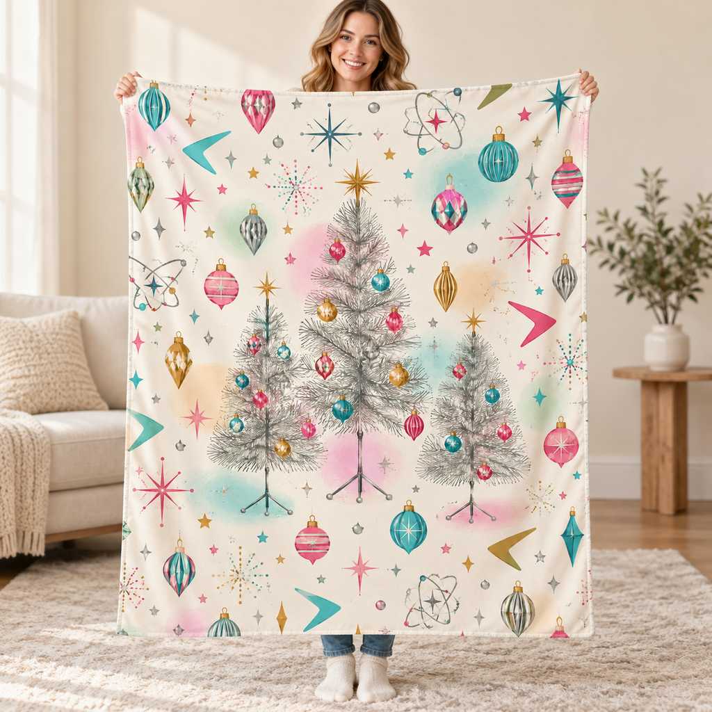 Aluminum Christmas Tree blanket, held open
