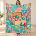 Vintage Ornament Box blanket, held open