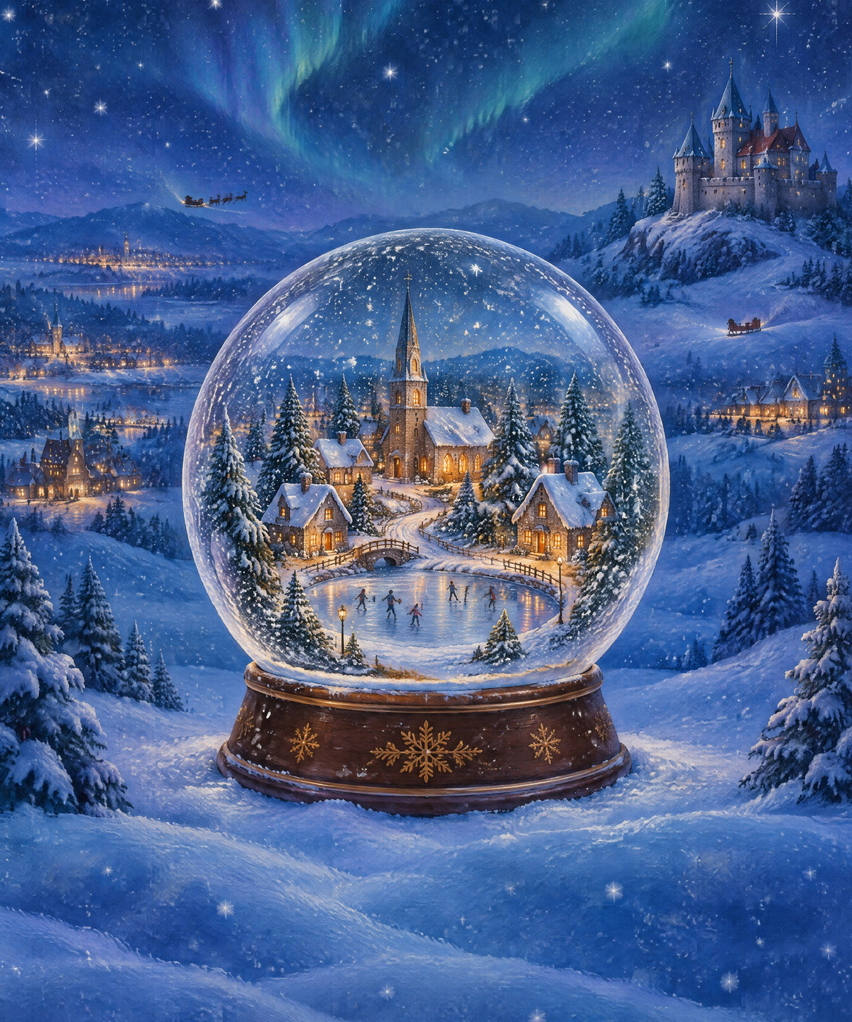 Village Snow Globe blanket, full design