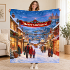 Merry Christmas blanket, held open