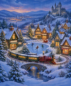 Village Model Train blanket, full design