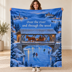 Covered Bridge Sleigh blanket, held open