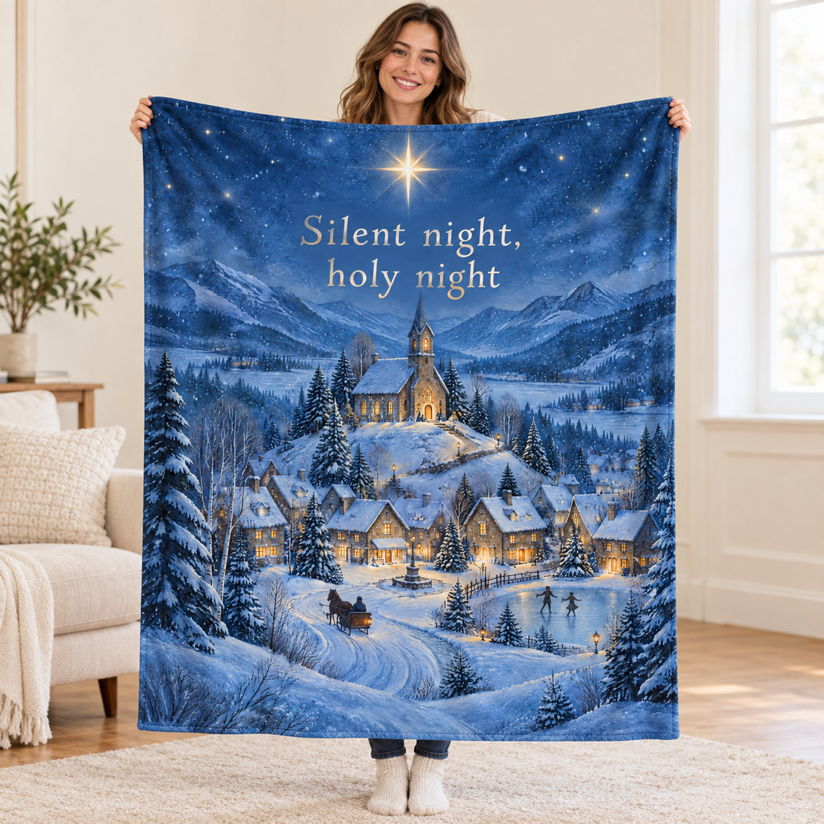 Silent night, holy night blanket, held open