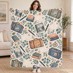 Postcards Between Pages blanket, held open