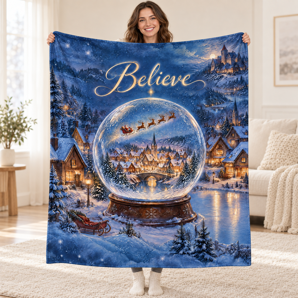 Believe blanket, held open