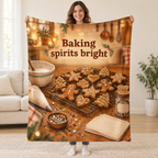 Baking spirits bright blanket, held open
