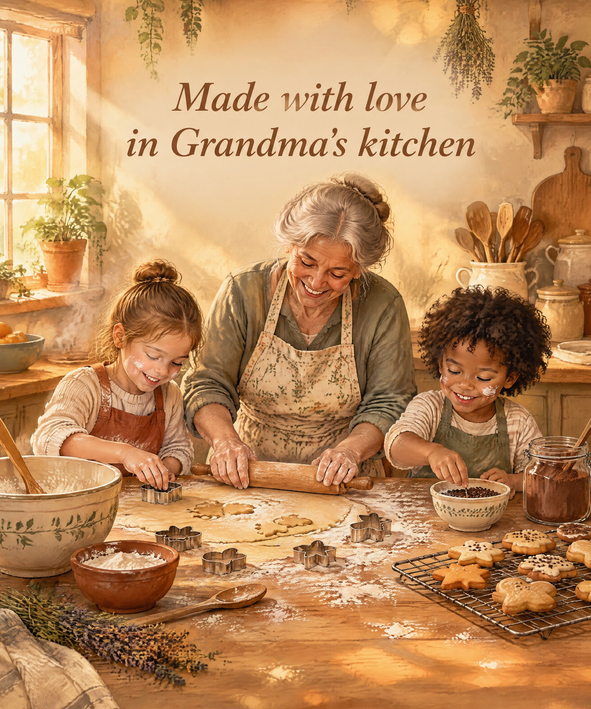 Made with love in Grandma's kitchen blanket, full design