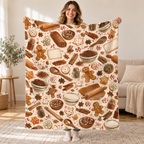 Gingerbread Cookie Pattern blanket, held open