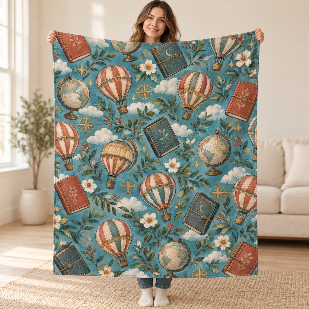 The Balloon Journal blanket, held open