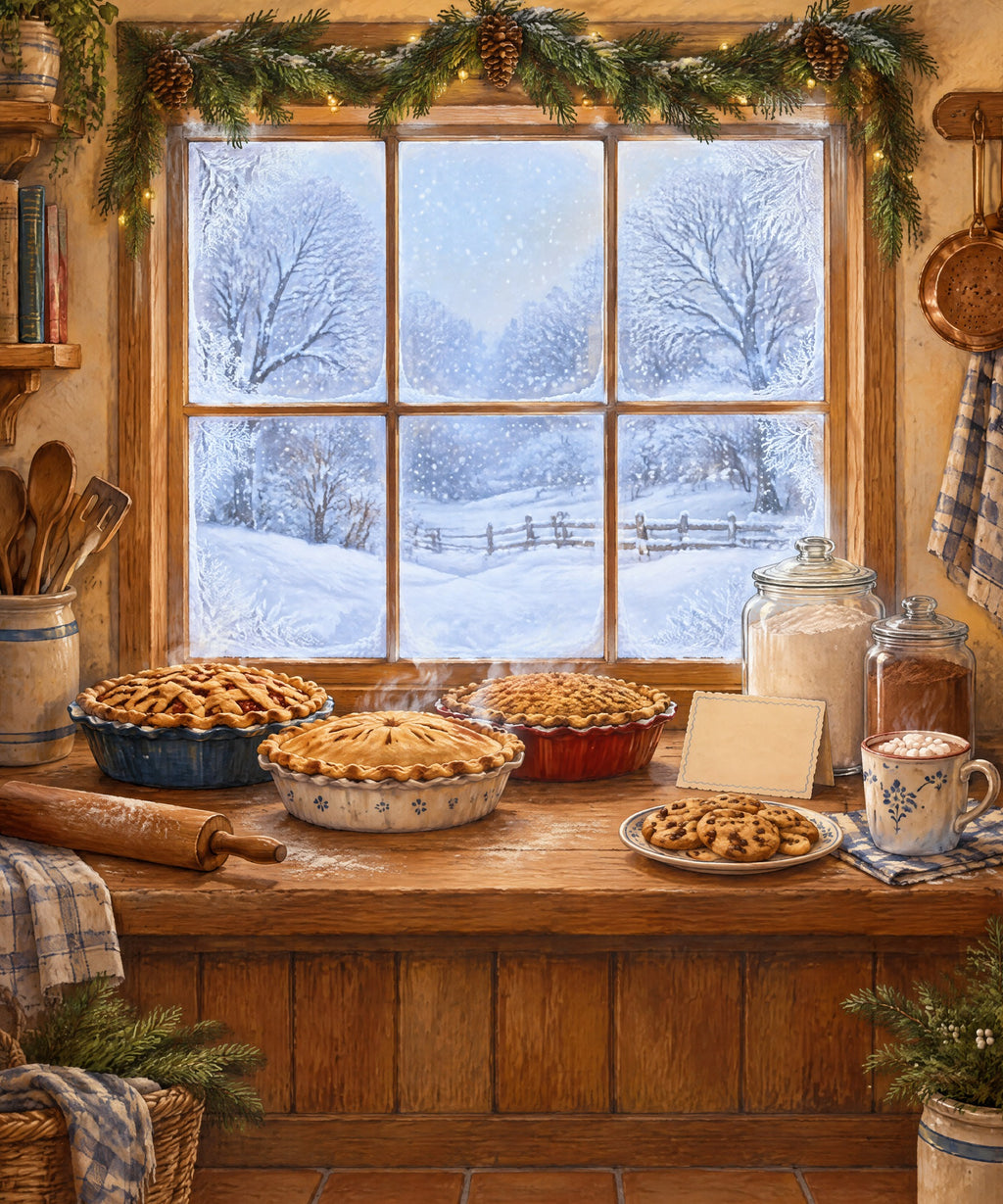 Winter Kitchen Window blanket, full design