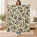 Cream Pinecones blanket, held open