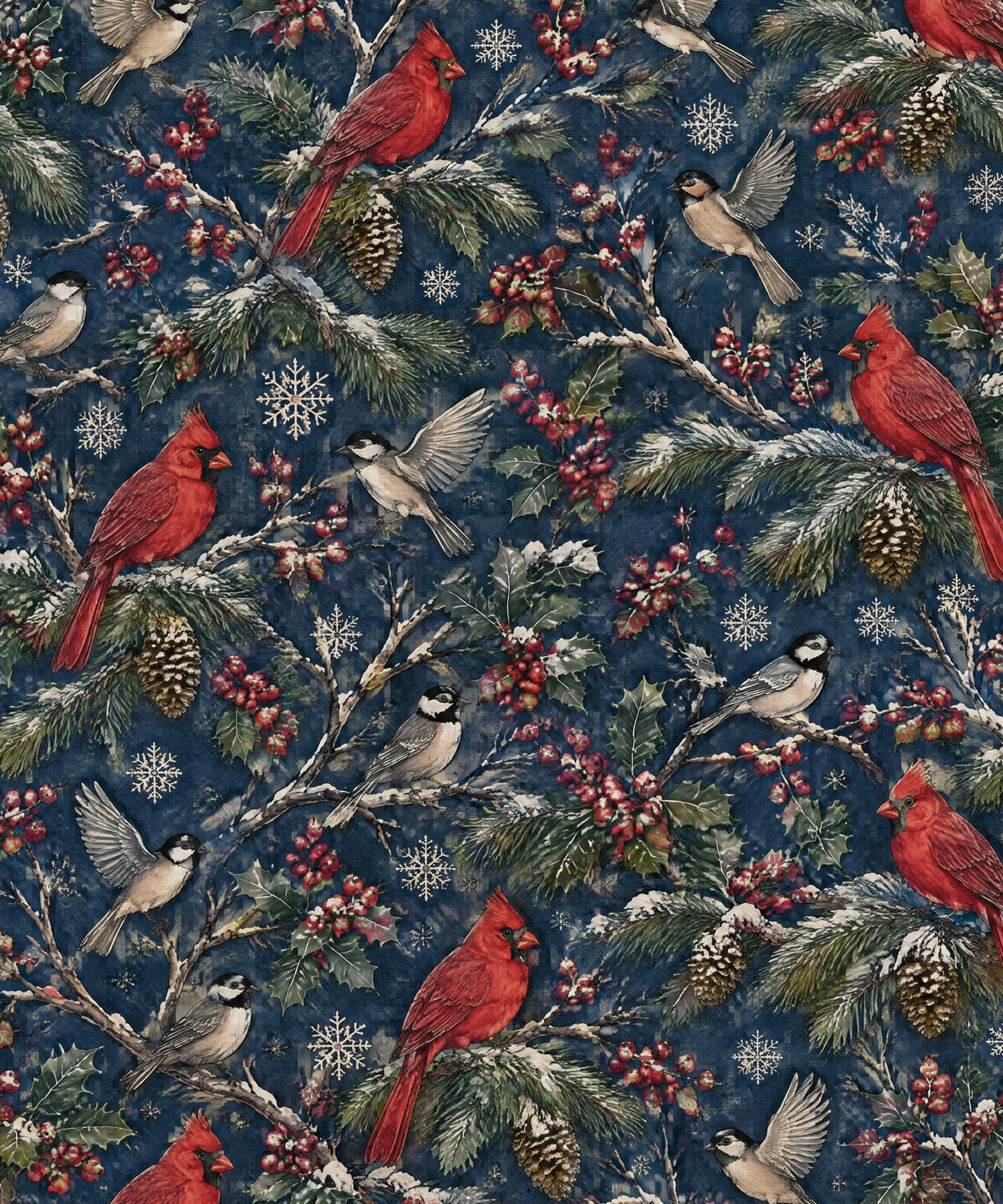Winter Bird Toile blanket, full design