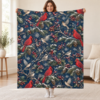 Winter Bird Toile blanket, held open
