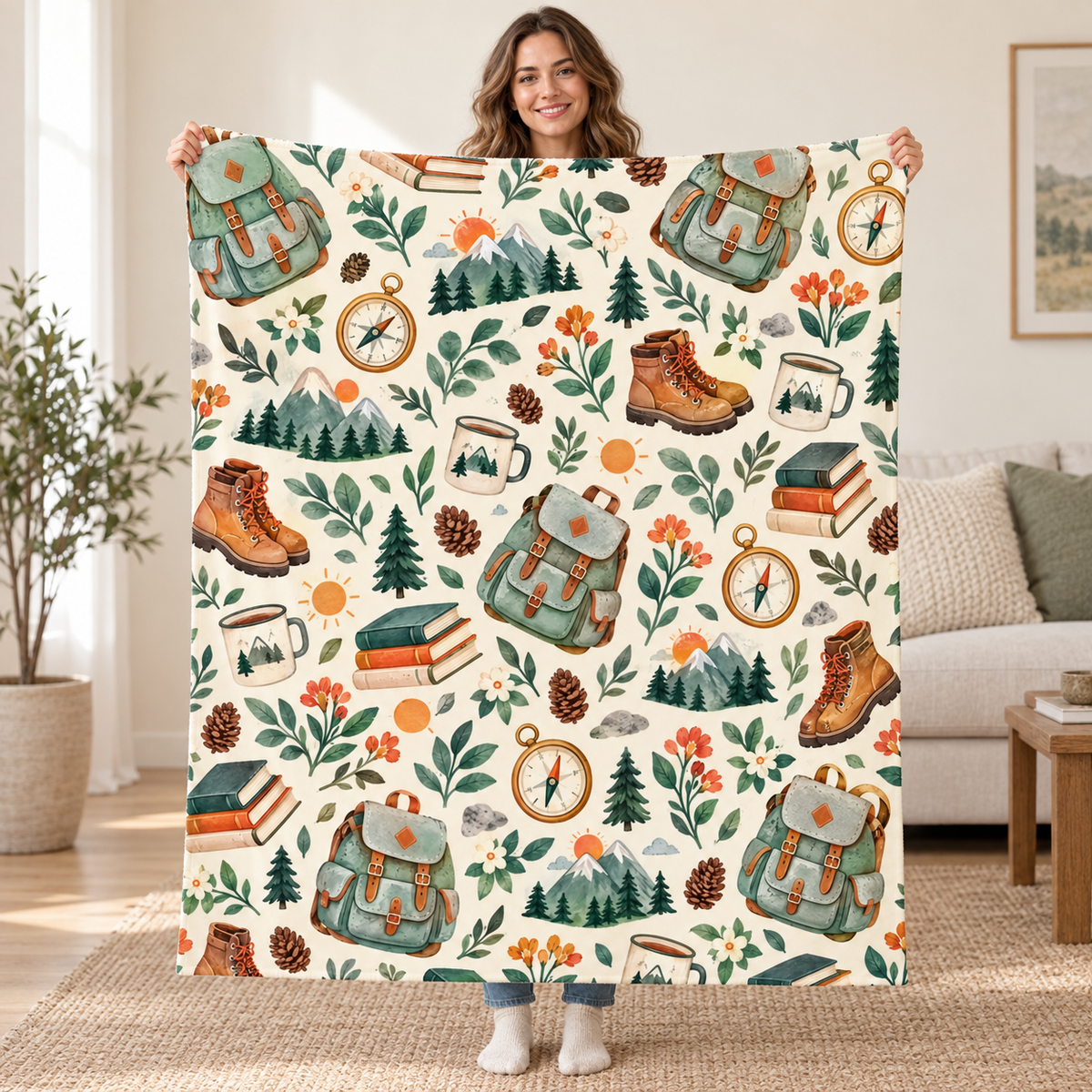 Little Adventure Books blanket, held open