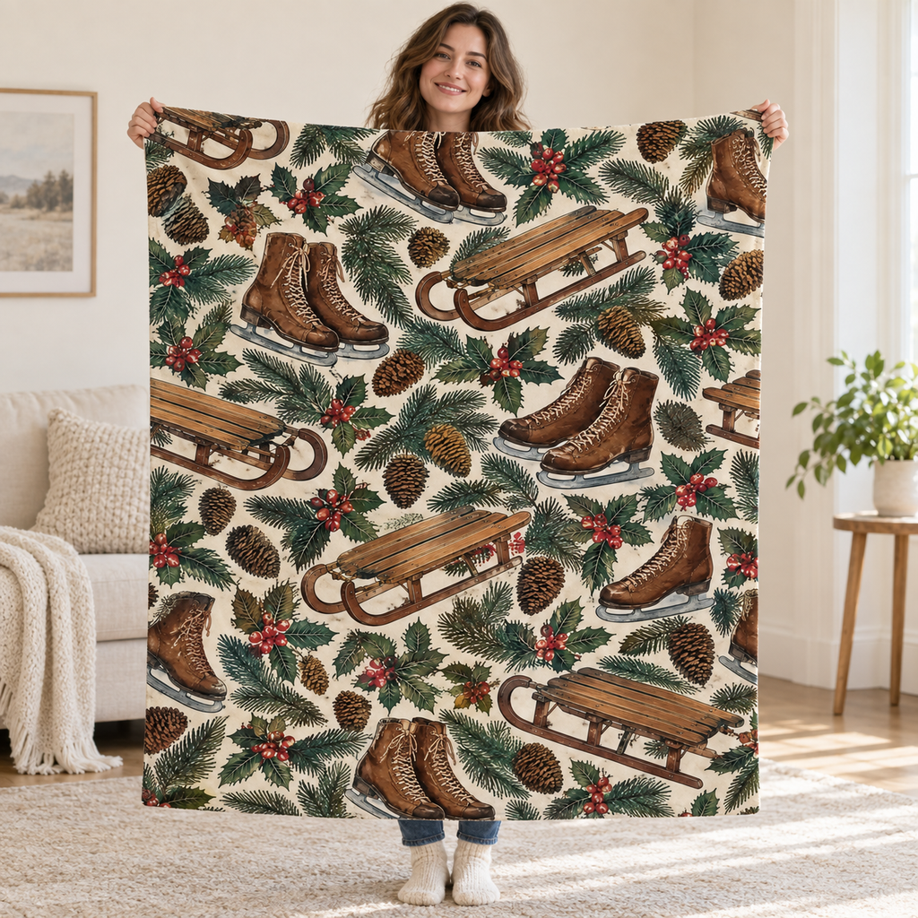 Skates and Sleds blanket, held open